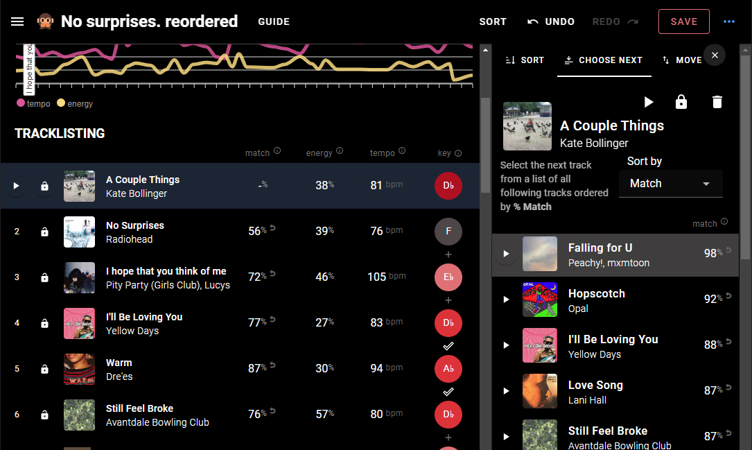 Sort by Tune Interface:  Choose Next